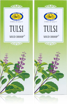 Cycle Pure Bambooless Solid Dhoop Sticks with Free Holder | Tulsi Fragrance |(50 Units, Set of 2)