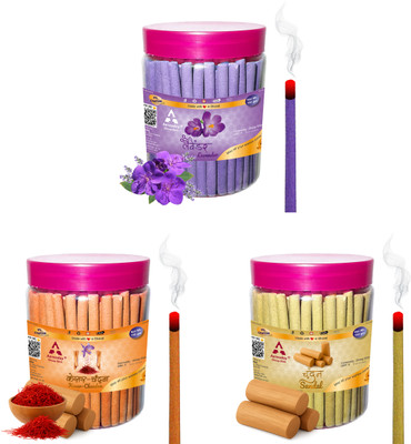Aereoday Lavender, Kesar Chandan & Sandal Dhoop Stick Pack 450 gm (150+150+150) Fragrance Lavender, Kesar Chandan, Sandal (Chandan)(150 g, Set of 3)