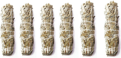 NatrajCreations Best pure Organic Indian Green Sage 6 Smudging Sticks (6 Inches, 110-120 grams) Aromatic, white sage, Home Cleansing, Removing Negativity, Smudging Ritual, Californian(6 Units, Set of 1)