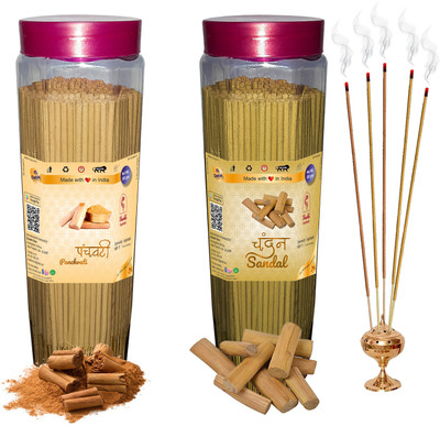 Green Spiritual Rose & Sandal Agarbatti (Incense Stick) Pack of 600 gram (300 + 300) Fragrances Panchvati, Sandal (Chandan)(300 g, Set of 2)
