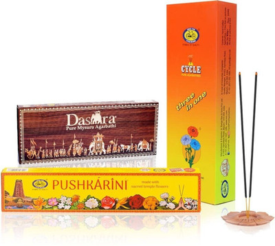 Cycle Pure Three in One,Dasara and Pushkarini Dhoop Bathi Combo (Pack of 3) with Natural, Floral, Sandal Fragrance(260 g, Set of 3)