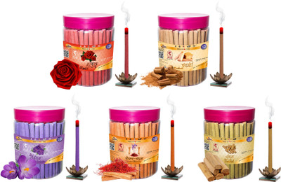 Green Spiritual Rose, Mogra, Panchvati, Kesar Chandan & Sandal Dhoop Stick Pack of 750 gram Rose, Panchvati, Lavender, Kesar Chandan, Sandal (Chandan)(150 g, Set of 5)
