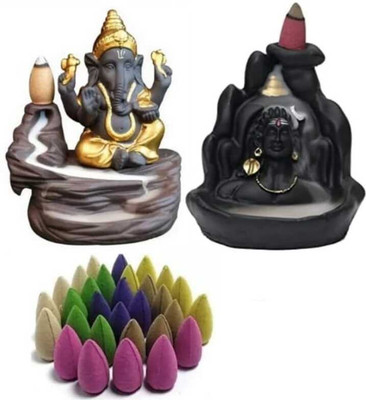 Mogra 1 GANESH JI & BHOLE BABA STATUE WITH 20 CONE INCENSE NORMAL(1 Units, Set of 1)