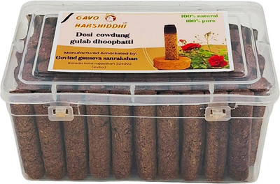 Gavo harshiddhi Desi Cow Dung Rose Gulab Dhoop Batti | Organic Natural Incense Sticks-2.5 Inch Rose (Gulab)(60 Units, Set of 1)
