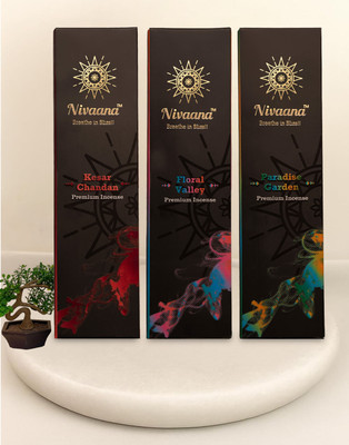 NIVAANA New Fragrances Incense Sticks Kesar Chandan, Floral Valley, Paradise Garden(3 Units, Set of 3)