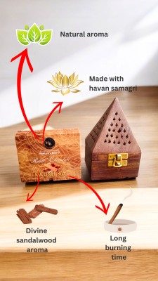 natures bed Vasudha Kaushika Gila dhoop and Sambhrani wooden agarbatti stand combo Sandalwood(1, Set of 1)