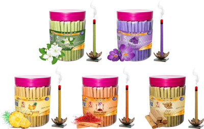 Green Spiritual Rose, Lavender, Pineapple, Kesar Chandan & Sandal Dhoop Stick Pack of 750 gram Mogra, Lavender, Pineapple, Kesar Chandan, Sandal (Chandan)(150 g, Set of 5)