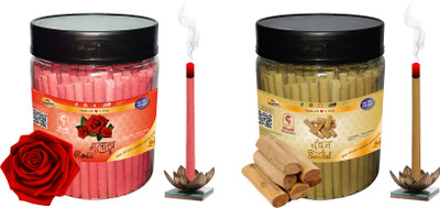 Shankh Rose & Sandal (Chandan) Dhoop Stick (Incense Stick) Pack of 400 gram (200 + 200) Fragrances Rose, Sandal (Chandan)(200 g, Set of 2)