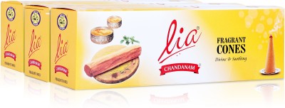 Lia Chandanam Fragrant Cones with Sandalwood Fragrance(64, Set of 3)