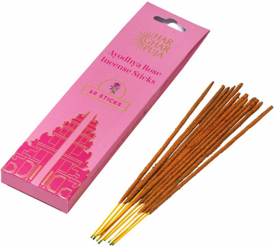 Har Ghar Puja Divine & Soulful Incense Stick Ayodhya Rose(60 Units, Set of 1)