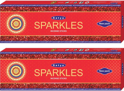 Satya Sparkles Incense Sticks (Pack of 2) Resins, Aromatic Oils, Long Lasting, Strong, Popular(8 Units, Set of 2)