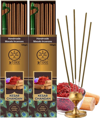 1 Tree Kesar Chandan Agarbatti Sticks-Incense Sticks-1Tree Agarbatti for Pooja- Sandalwood Agarbatti(200 g, Set of 2)