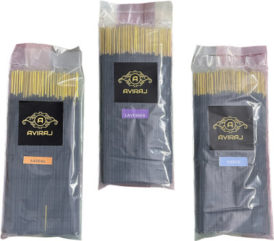 aviraj Pooja Incense Stick Multi Fragrance I 120 Gm Each Pack I Agarbatti Sticks Sandal, Amber, Lavender(360, Set of 3)