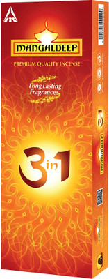 MANGALDEEP 3in1 Incense sticks - charcoal free - long lasting fragrance (223 gm) 3in1(223 g, Set of 1)
