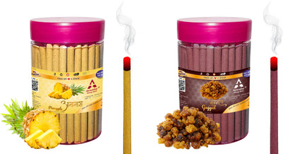 Aereoday Pineapple & Guggal Dhoop Incense Sticks Pack of 200 gram (100 + 100) Fragrances Pineapple, Guggal(100 g, Set of 2) Aereoday Pineapple & Guggal Dhoop Incense Sticks Pack of 200 gram (100 + 100) Fragrances Pineapple, Guggal(100 g, Set of 2)