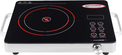 HM 2000 W Induction Cooktop Push Button, Jog Dial, Touch Panel(Black, Classic Infrared Cooktop With Glass Top Digital Display Stainless Steel Frame)