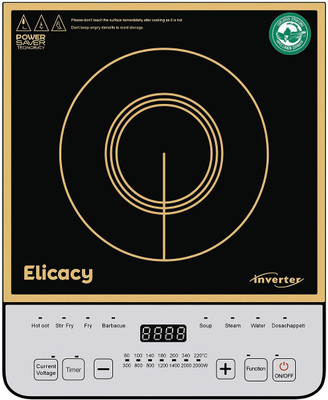 Elicacy 2000 W Induction Cooktop Touch Panel(Black, White, Crystal Glass Touch Panel White Beauty)