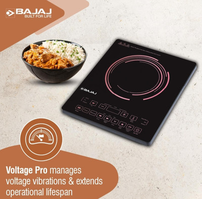 BAJAJ 2000 W Induction Cooktop Touch Panel(Silver, Red, Black, ICX 200FP SLIM)
