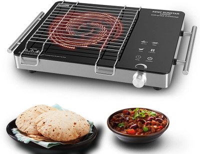 KENT 2000 W Radiant Cooktop Touch Panel(Black, Sunstar Infrared Cooktop 2000W, 3 Preset Menus, Grill Stand to BBQ & Roast)