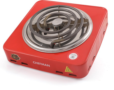 Chefman 1000 W Induction Cooktop Push Button(Red, Electric Coil Hot Plate)