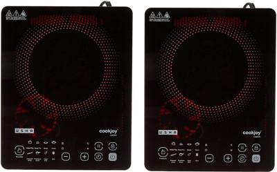 USHA 2000 W Induction Cooktop Touch Panel(Black, INDUCTION COOKTOP IC-CJ2000WTC Pack Of 2)
