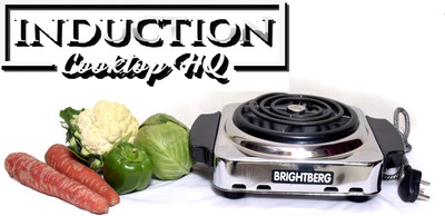 BRIGHTBERG 1250 W Radiant Cooktop Jog Dial(Silver, Small Round Mini G coil 1000 Watt Induction Cook Top Gas Stove Brights Berg Chrome Electric Hot Plate CRC Seat Body ISI Mark Elements with Side Handle (Silver))