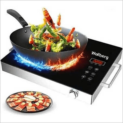 WELLBERG 2200 W Induction Cooktop Touch Panel(Black, Sleek Design, Powerful Performance Infrared Cooktop, Touch Panel heat Protection)