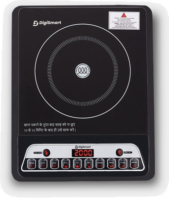 DIGISMART 2000 W Induction Cooktop Push Button  (Black, Induction Cooktop Indian Menu Option Automatic Power & Temperature Adjustment) For Rs. 899 @ 77 %