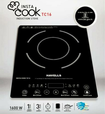 HAVELLS 1600 W Induction Cooktop Touch Panel(Black, INSTA COOK TC16 AUTO PAN DETECTION SENSOR , DOUBLE MOV TECHNOLOGY GHCICDPK160)