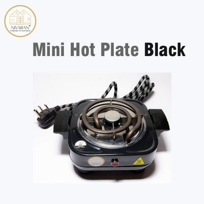 NIVARAN 500 W Radiant Cooktop Push Button(Black, Mini Black Coil Cooktop with Handle | For Home, Hostel & Travel)
