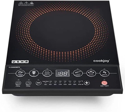 USHA 2000 W Induction Cooktop Push Button(White, Black, Cj2000wpc)