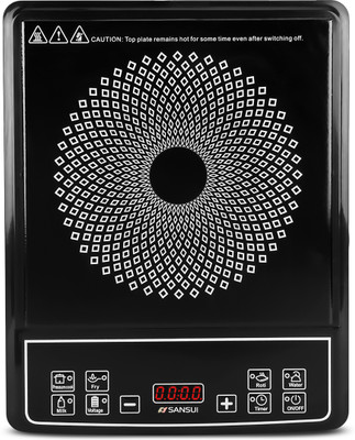 Sansui 1600 W Induction Cooktop Push Button(Black, Smart Cook -1600)