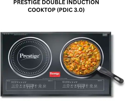 Prestige 2000 W Induction Cooktop Touch Panel(Black, DOUBLE INDUCTION COOKTOP (PDIC 3.0))
