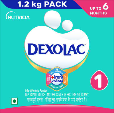DEXOLAC Stage 1 Infant Formula (0-6 ) with DHA & Iron Biotics(1.2 kg, Upto 6 Months)