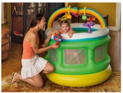 Intelligent RAINBOW PLAY CENTER WITH FREE PUMP FOR KIDS Inflatable Swimming Pool(Green)
