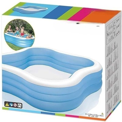 Intelligent Outdoor Intex 57495 Portable Beach Wave Lounge Swimming Pool Inflatable Swimming Pool(Multicolor)