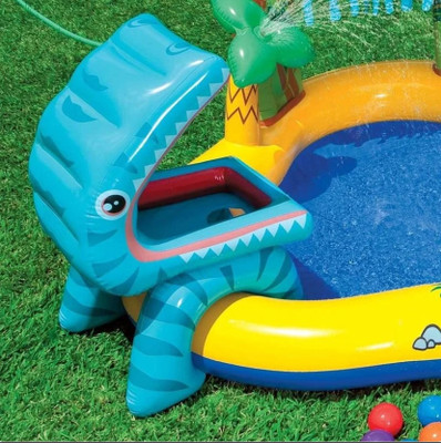 Intelligent Original Dinosaur (IND*4) Kids Play Center Swimming Pool With Free Pump Inflatable Swimming Pool(Multicolor)