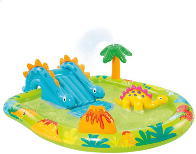 HornFlow Little Dino Dinosaur (IND*6341) Inflatable Pool Play Center With Free Pump Inflatable Swimming Pool(Multicolor)