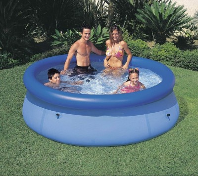 HornFlow Blue PVC (IND*55) Intex 8 Feet Diameter Swimming Pool, With Free Pump Inflatable Swimming Pool(Multicolor)