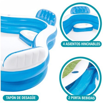 TinyTales Intex (IND*11) Big Portable Swimming Pool Family Lounge Pool With Pump Inflatable Swimming Pool(Multicolor)