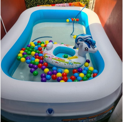 Tiny Tales Swim Center Family Pool With Free Pump Inflatable Swimming Pool(Multicolor)