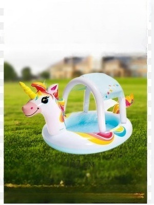 Tiny Tales Sun Shade Unicorn Inflatable Spray Pool With Free Electric Pump Inflatable Swimming Pool(Multicolor)