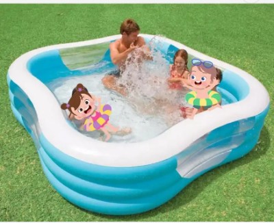 Intelligent Outdoor Intex (IND*466) Portable Beach Wave Lounge Swimming Pool Inflatable Swimming Pool(Multicolor)