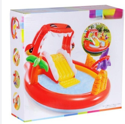 Intelligent Dino Play (IND*77) Center Pool 6'5in x 5'7in x 3'6in Inflatable Swimming Pool(Multicolor)