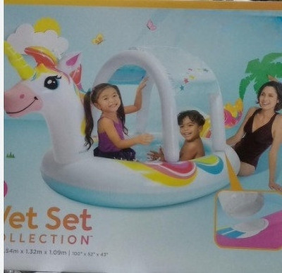 Tiny Tales Inflatable Unicorn Spray (IND*11302) Pool With Free Electric Pump Inflatable Swimming Pool(Multicolor)