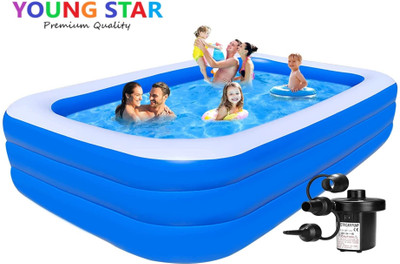 ECOM BHARAT PREMIUM 10 Fts LENGTH AND 6 Fts WIDTH RECTANGULAR WATER SWIMMING POOL Inflatable Swimming Pool, Inflatable Toy Pump(Blue)