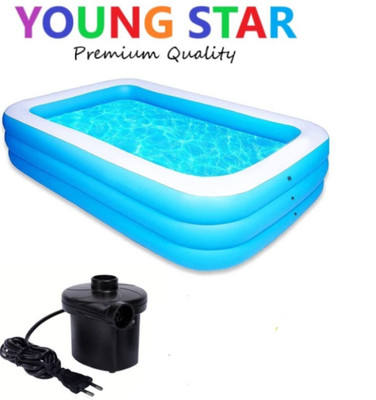 ECOM BHARAT PREMIUM 10 Fts LENGTH AND 6 Fts WIDTH RECTANGULAR WATER SWIMMING POOL Inflatable Swimming Pool, Inflatable Toy Pump(Electric Pump BLUE)