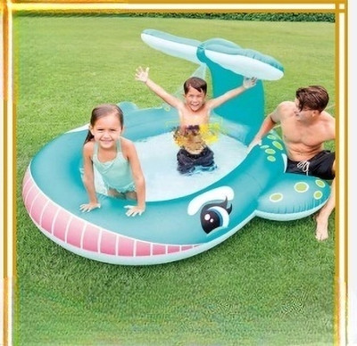 KinderTales Float Whale (IND*2378) For Children Toys & Games With Free Electric Pump Inflatable Swimming Pool(Multicolor)