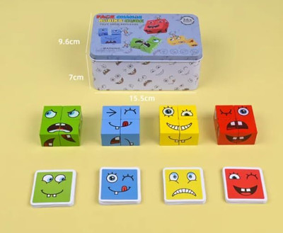 Dorytoys Wooden Expression Cube Puzzle – Fun Learning Block Toy for Kids Aged 3+(1 Pieces)