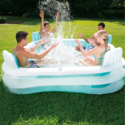 HornFlow family (IND*66) lounge pool 4 seats With Pump Inflatable Swimming Pool(Multicolor)